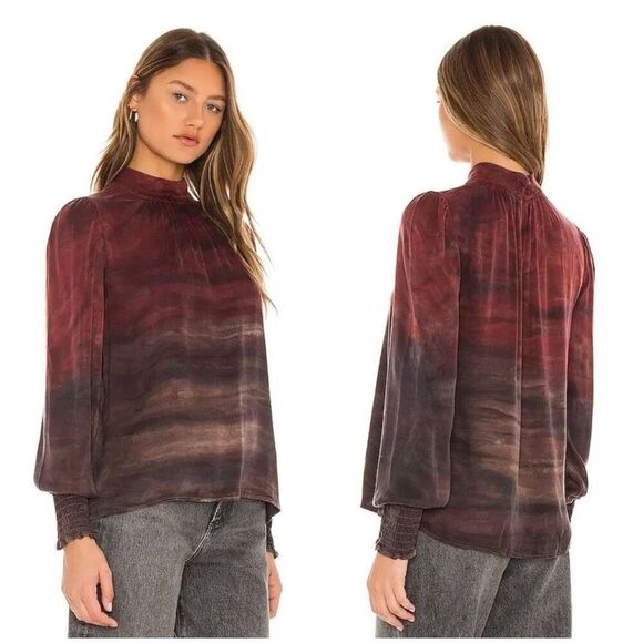 Anthropologie Cloth & Stone Mock Neck Smocked Top Size S - Picture 1 of 8